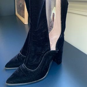 Topshop velvet heeled boots